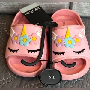 Okie Dokie Toddler Girls Pink Unicorn Slide Sandals NWT Size 7/8